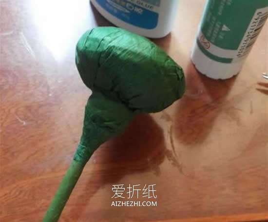 怎么手工做纸藤荷花盆景的方法图解- www.aizhezhi.com