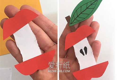 儿童怎么用卡纸做苹果核的手工制作教程- www.aizhezhi.com