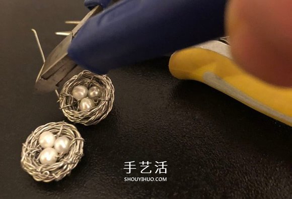 金属丝手工制作创意鸟巢耳环图解教程- www.aizhezhi.com