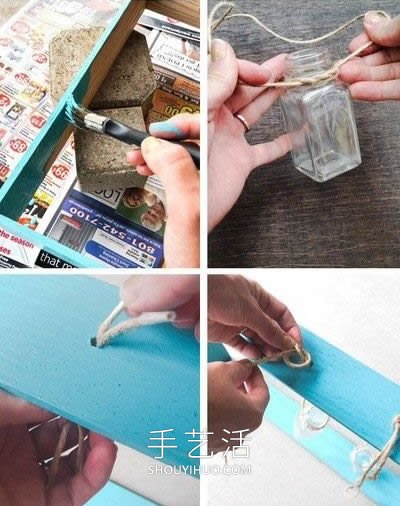 调料瓶做花瓶，DIY好看悬挂花瓶壁挂的教程- www.aizhezhi.com